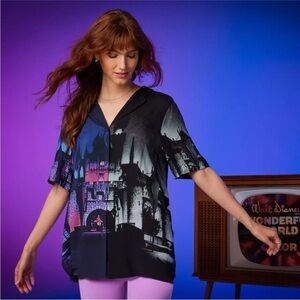 Disney 100 the wonderful world of Disney castle button down vintage look WDW